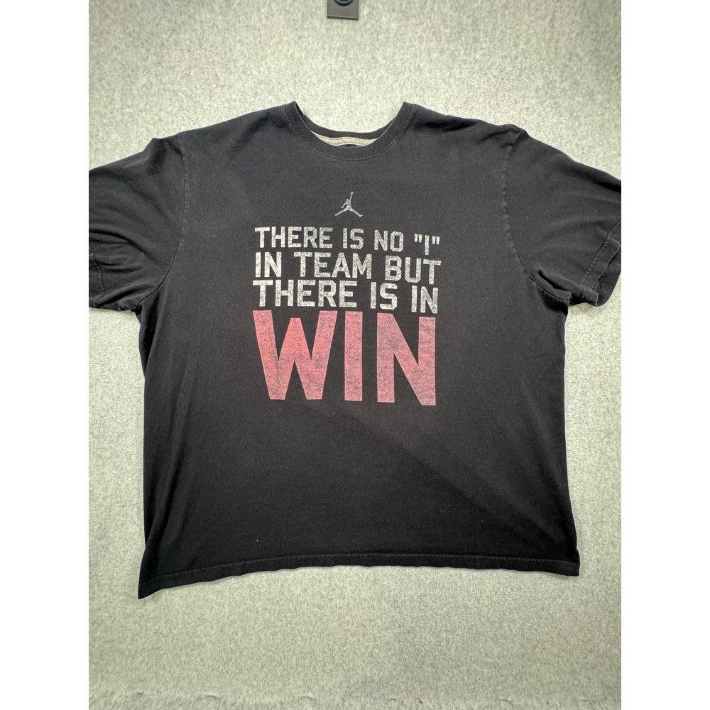 Jordan Mens Black Graphic T-Shirt Jumpman There Is No I In Team Win Size 2XL